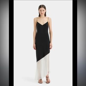 Judith & Charles Asymmetrical Colorblock Slip Dress – Size 4, 100% Silk,
